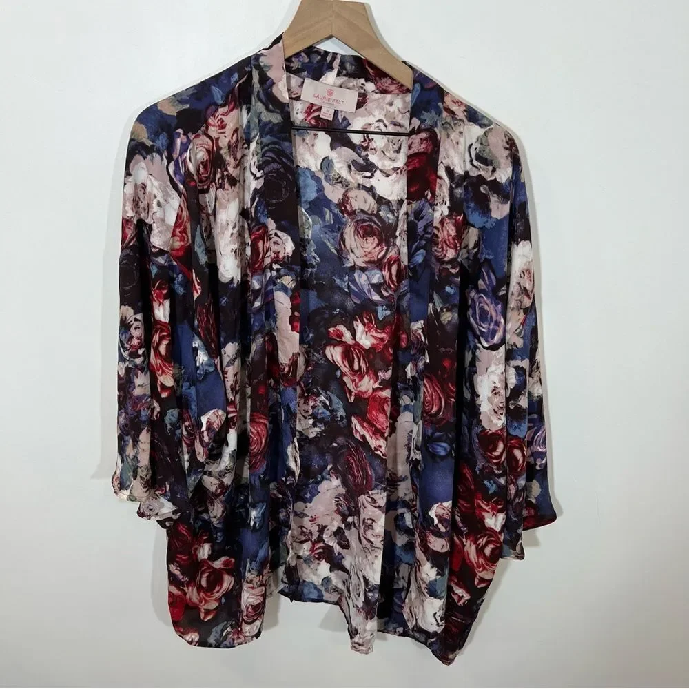 NWOT Laurie Felt Open Front Printed Kimono | Size 1X